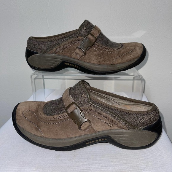 Merrell Shoes Merrell Encore Sidestep Slip On Shoes Womens Size 85 Suede Brown Mules Slides